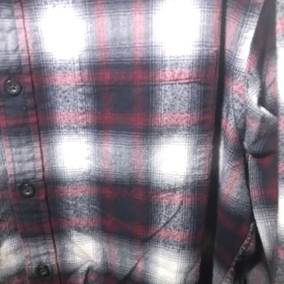 Mens Eddie Bauer L relaxed fit plaid flannel shirt button down red black - Picture 7 of 17